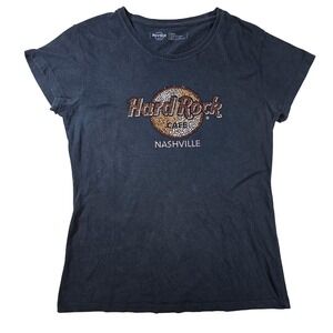 Hard Rock Cafe Y2K Nashville Rhinestone Tee T Shirt Women's Large Graphic